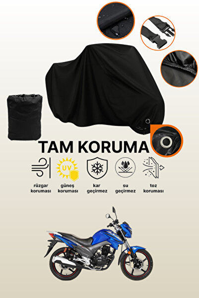 dokaca Black Compatible with Rks T.N.T 125 Pro Compatible Motorcycle Tarpaulin