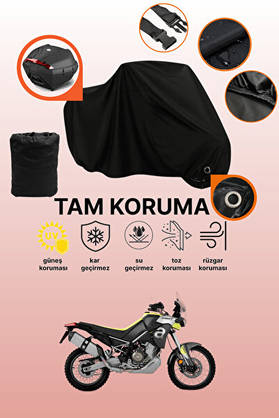 dokaca غطاء دراجة نارية متوافق مع Aprilia Tuareg مع قفل أسود وحقيبة خلفية، غط...