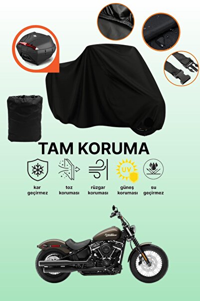 dokaca حقيبة خلفية سوداء متوافقة مع دراجة نارية هارلي ديفيدسون سوفتيل ستريت بوب، غطاء واقي