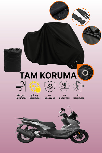 dokaca Black Compatible with Lock Voge Sr3 Compatible Motorcycle Tarpaulin
