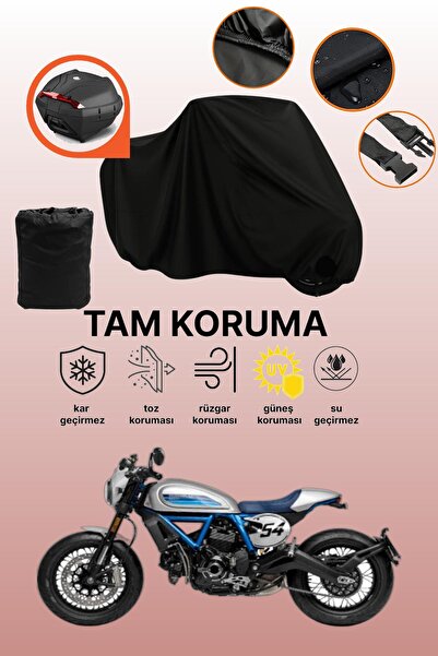 dokaca حقيبة خلفية سوداء متوافقة مع دراجة دوكاتي سكرامبلر كافيه ريسر، غطاء وا...