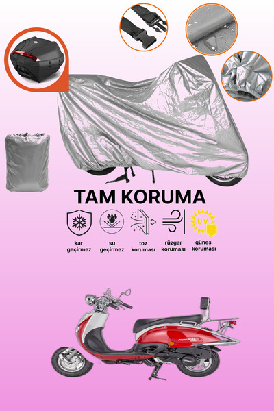 dokaca Gray Rear Bag Compatible Mondial 125 Znu Compatible Motorcycle Cover, ...