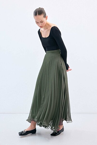 Hooopstore Φούστα Allure Chiffon Pleated Khaki