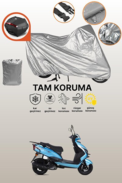 dokaca Gri Arka Çanta Uyumlu RKS Blazer 50 XR Uyumlu Motor Brandası, Koruyucu...