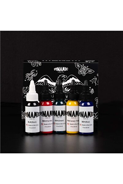 Dynamic Traditional Set 5 Adet 1oz/30ml Çok Renkli Dövme Boya Seti