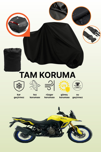 dokaca حقيبة خلفية سوداء متوافقة مع سوزوكي V-Strom 800 DE، غطاء دراجة نارية م...