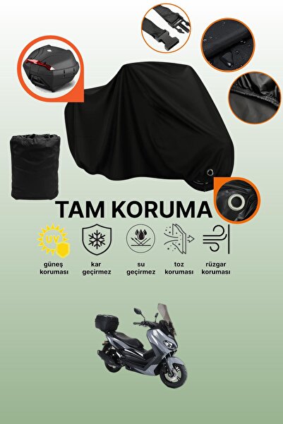 dokaca غطاء دراجة نارية متوافق مع كوبا نوفاكس 200 مع قفل أسود وحقيبة خلفية، غطاء واقي