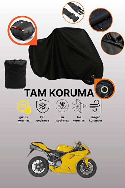 dokaca غطاء دراجة نارية متوافق مع دوكاتي 1098 مع قفل أسود وحقيبة خلفية، غطاء ...