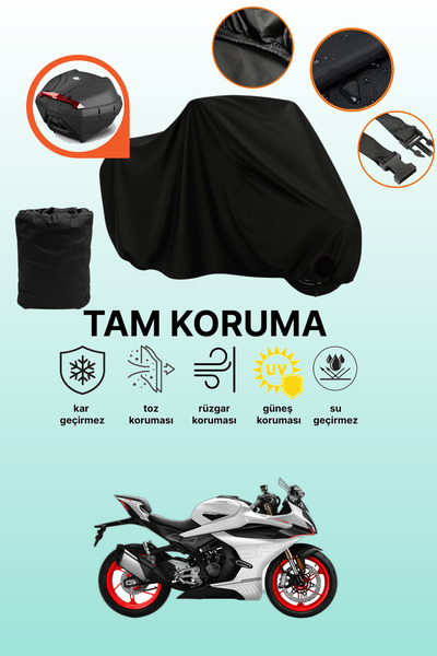 dokaca Black Rear Bag Compatible Cfmoto 450Sr Compatible Motorcycle Tarpaulin...