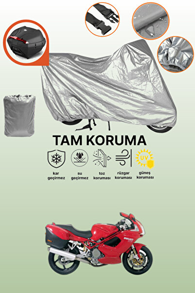 dokaca Gray Rear Bag Compatible Ducati St 3 Compatible Motorcycle Cover, Prot...