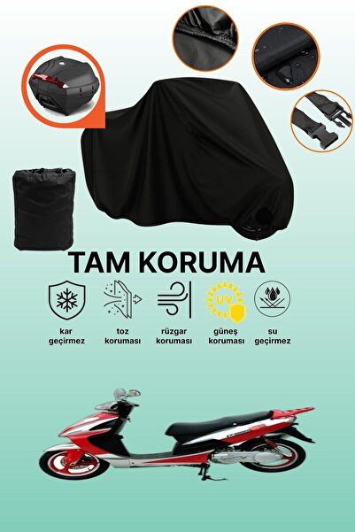 dokaca Black Tail Bag Compatible Mondial 151 Rs Compatible Motorcycle Tarpaul...