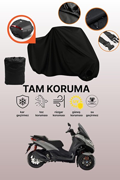 dokaca Black Rear Bag Compatible with Piaggio Mp3 300 Compatible Motorcycle T...