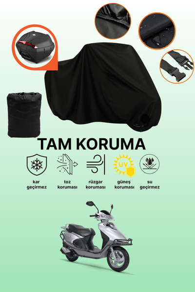 dokaca Black Rear Bag Compatible Rks Spontini 110 Compatible Motorcycle Tarpa...