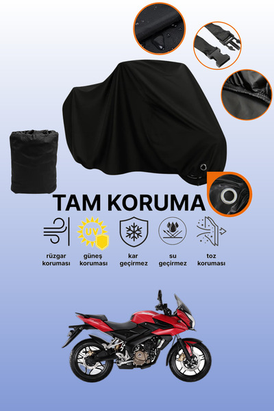 dokaca غطاء دراجة نارية متوافق مع Bajaj Pulsar AS 200 من Black Lock، غطاء واقي