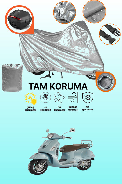 dokaca غطاء حماية رمادي اللون متوافق مع دراجة نارية Vespa GTS 125 ABS، غطاء ح...