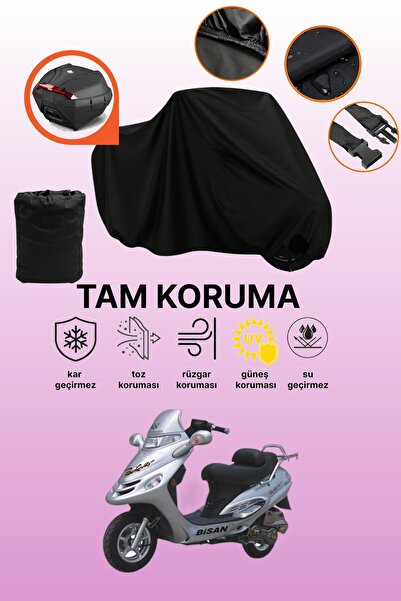 dokaca Black Rear Bag Compatible Bisan Pacific 150 Compatible Motorcycle Tarp...