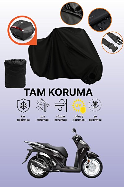 dokaca Black Rear Bag Compatible Honda Sh 150 Compatible Motorcycle Tarpaulin...
