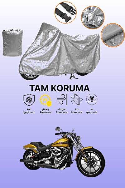 dokaca غطاء دراجة نارية رمادي اللون متوافق مع هارلي-ديفيدسون سوفتيل بريك أوت ...