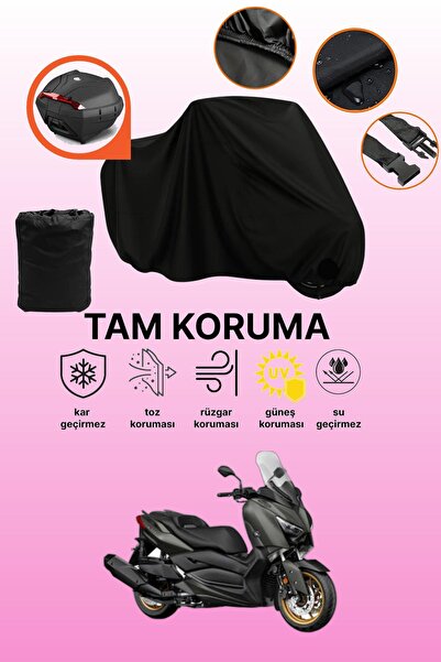 dokaca حقيبة خلفية سوداء متوافقة مع ياماها X-Max 400 Tech Max، غطاء دراجة نار...