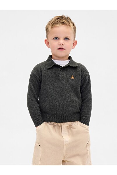 GAP Erkek Bebek Koyu Gri CashSoft Polo Kazak