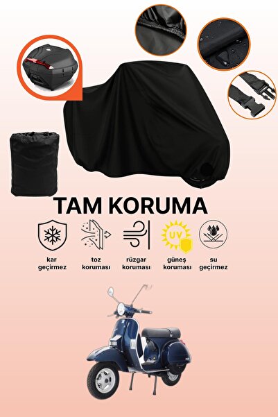 dokaca حقيبة خلفية سوداء متوافقة مع Vespa PX 200، غطاء دراجة نارية متوافق، غط...