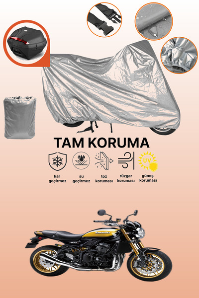 dokaca غطاء محرك متوافق مع دراجة كاواساكي Z 900 RS مع حقيبة خلفية رمادية