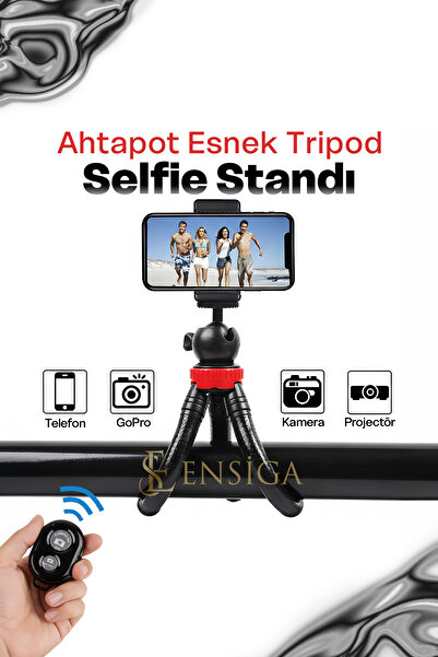 EN SİGA Bluetooth Kumandalı Esnek Ahtapot Flexıble Tripod Selfie Masa Üstü Stand