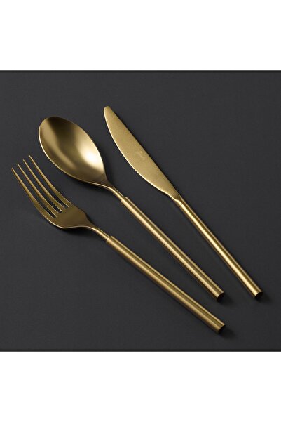 Jumbo 6000 Roller Full Matte Titanium Gold 12-Person 84 Piece Cutlery Set