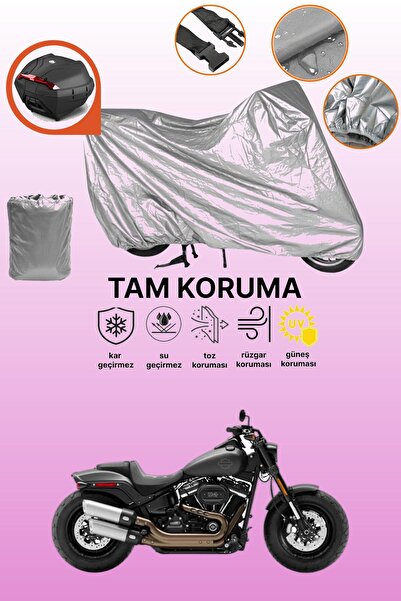 dokaca حقيبة خلفية رمادية متوافقة مع هارلي ديفيدسون سوفتيل فات بوب، غطاء واقي للدراجة النارية