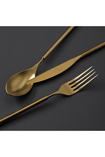 Jumbo 6000 Roller Full Matte Titanium Gold 12-Person 84 Piece Cutlery Set