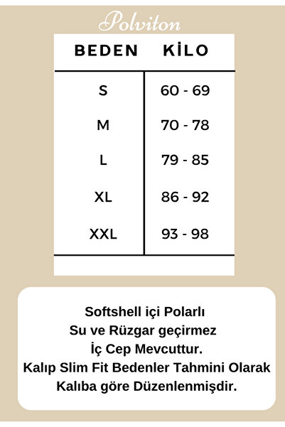 Polviton Softshell Içi Polarlı Su Geçirmez Ceket Rüzgar Geçirmez Kışlık Erkek Mont Siyah