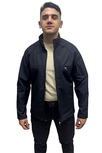 Polviton Softshell Içi Polarlı Su Geçirmez Ceket Rüzgar Geçirmez Kışlık Erkek Mont Siyah