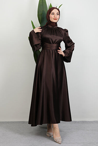 GİYZAMİLA Nazlı Hijab Dress Bitter Brown