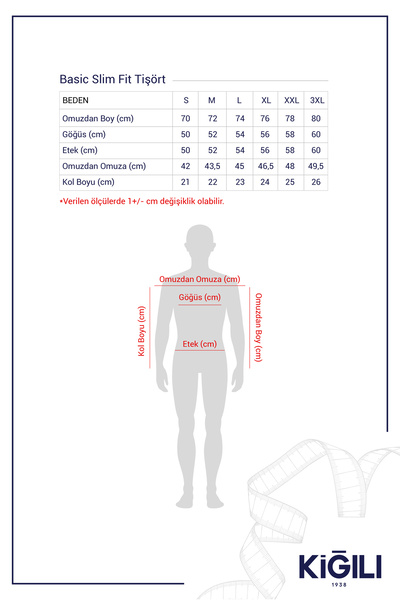 Kiğılı Βαμβακερό μπλουζάκι με λεπτή εφαρμογή με λαιμόκοψη