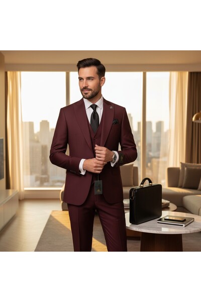 ilayda emir Burgundy Swallowtail Suit