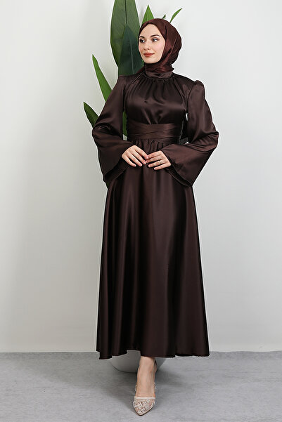 GİYZAMİLA Nazlı Hijab Dress Bitter Brown