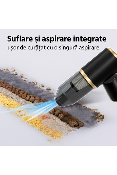 OEM Aspirator auto portabil reincarcabil fara fir 4 in 1, aspirare, suflare, filtru HEPA, negru