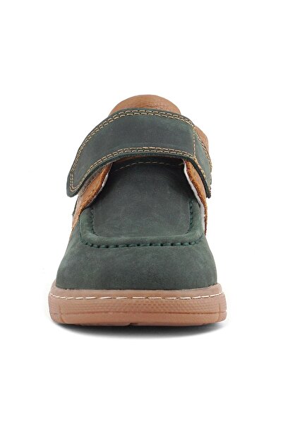 Rakerplus Hakiki Deri Yeşil Kahve Cırt Cırtlı Bebek Bot