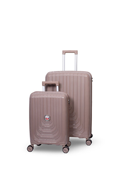 Mnuk Viajero Stra Set of 3 Luggage with Anti-Theft Zipper, TSA Lock, PP Material| Size 28/24/20-Champagne