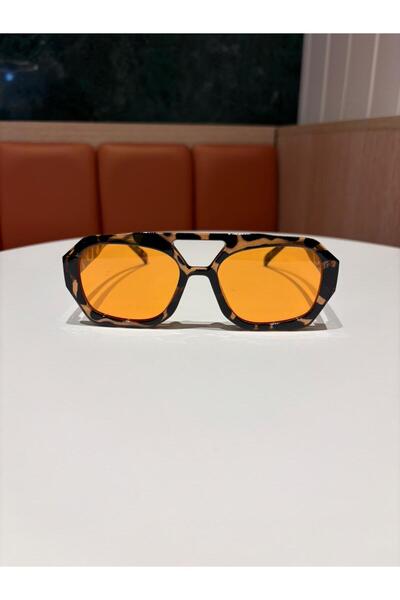 funeyes Vehla Leopard Pattern Orange Color Trending Glasses Sunglasses Colorful Glass New Season Big Glasses