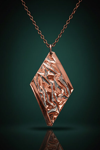 OSMANLI GÜMÜŞ Women's Copper Necklace - Beige Autumn Sparkle Model Copper Women's Necklace