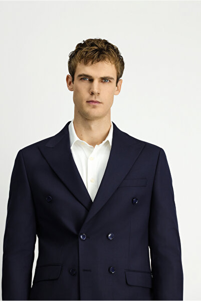 Kiğılı Regular Fit Wool Striped Double Breasted Closure Suit