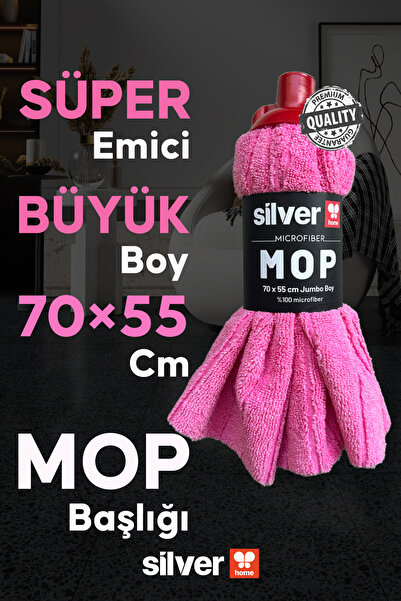 SİLVER HOME Süper Emici %100 Mikrofiber 70×55 Cm Jumbo Boy Pembe Mop Başlığı