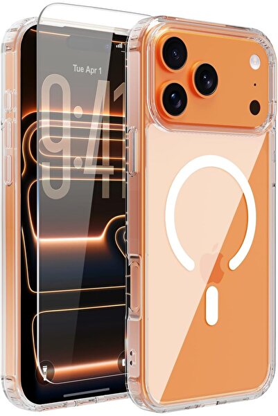 emybox حافظة شفافة رفيعة للغاية لهاتف iPhone 17 Pro تدعم MagSafe + واقي شاشة مقوى