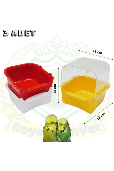 RoyalFarmVet Orta Boy Muhabbet Kuşu Banyosu Kuş Banyoluk (3 ADET)