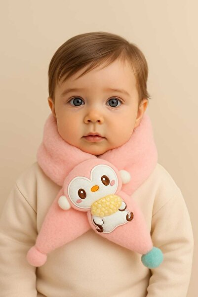 GlassySKY Peluş Penguenli Bebek Boyunluk - Atkı - Sevimli Hediyelik