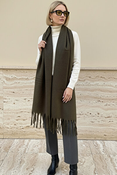 novon Klein Soft Touch Tassel Detailed Wool Textured Premium Fringed Scarf (195 X 45 cm)