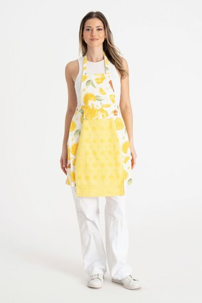 Enoteks مريلة مطبخ مقاومة للماء مع منشفة باللون الأصفر