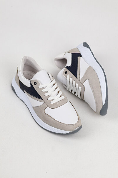 sauron Men's Sports Sneaker White and Stone Color Shoes Orthopedic Sole D100