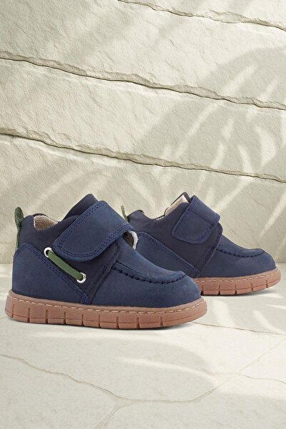 Rakerplus Genuine Leather Navy Blue Green Velcro Baby Boots